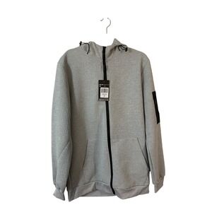 American Stitch Textured Zip Front Hoodie Mens XL Grey Utility Pocket Gorpcore